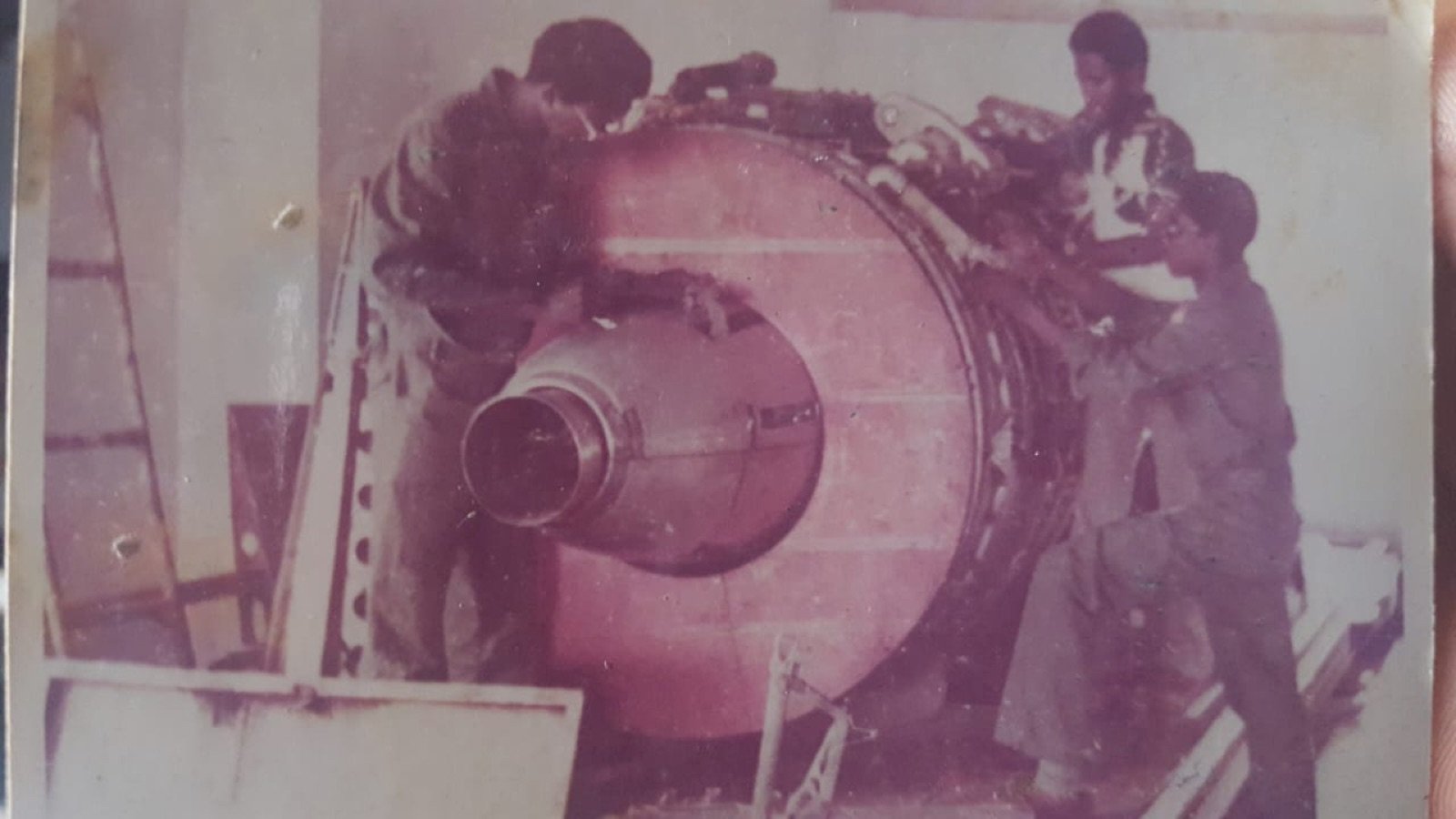 The founder at work as an aeronautical engineer with Nigeria Airways
